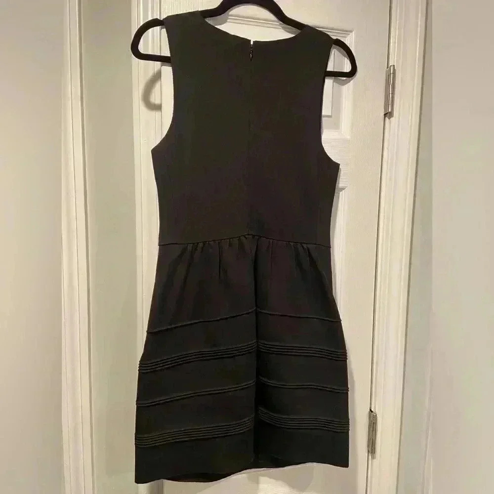 Madewell Stretchy Black Ribbed Mini Tank Dress Zip Back Bodycon Scuba Size Small - Picture 8 of 14
